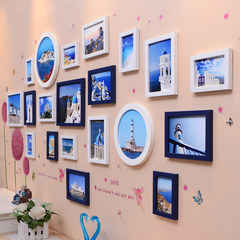 Photo wall decoration photo frame wall living room dining room modern simple sofa background photo frame hanging wall creative photo wall A white blue frame/Mediterranean Sea