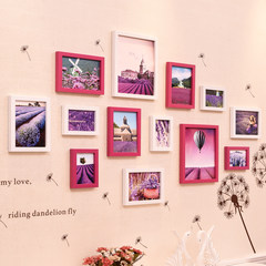 Photo wall, 13 frames, fashion photo frame, IKEA creative combination, suitable for small wall photo wall mail special price White roses mix and match [Lavender]
