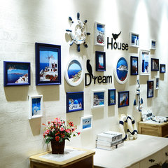 Best living room photo wall creative photo photo wall European style bedroom wall wall wall combined shipping White blue (Mediterranean)