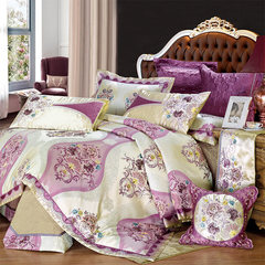 Fans of European pastoral romantic luxury home textile bedding Satin Jacquard bed cover Kit Lilac 1.5m (5 feet) bed