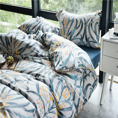 LB New Nordic style pure cotton 60S Satin long staple cotton four piece bedding quilt top grade light Luxury Bed Suite Margaret LB M code (standard size quilt cover 200*230)