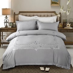 Autumn and winter new pure color 60 cotton embroidery four pieces of European Satin Embroidery pure cotton warm velvet Bed Suite dawn 1.5m (5 feet) bed