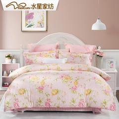 Mercury textile cotton satin reactive printing four piece suite 2017 new flower rhyme shallow sing Shallow chant 1.5m (5 feet) bed