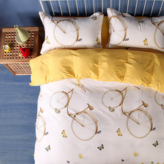 Unadorned color, French romantic pastoral style bedding, simple cotton quilt, Korean Princess sheet four sets Bed linen XM-BLXY 1.5m (5 feet) bed
