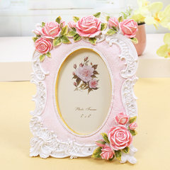 Shipping 6 inch 7 inch photo European pastoral style elegant rose wedding photo art creative photo / resin 7 inch Stereo rose 010 Pink