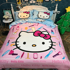 Four sets of autumn and winter cotton cartoon children's bed sheets, three sets of pure cotton, KT cat powder, personality pink bed special item, bed sheet, beautiful 1.2m (4 feet) bed.