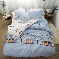 Blue cartoon STRIPES COTTON four piece set Mediterranean wind bed product boy boy quilt sheet bed bed 1.8 bed sheet dream pianist show 1.2m (4 ft) bed