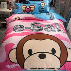 Pure cotton cartoon bedding, four piece bed quilt, full cotton children bed product, student bed single quilt cover three 4 Piece Set 1.2m (4 feet) bed.