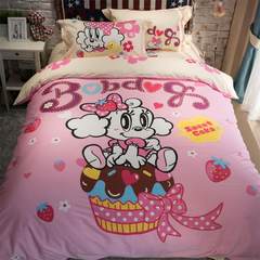 Pure cotton cartoon bedding four piece bed quilt, cotton children bed product, student bed single quilt cover three 4 piece set Betty 1.2m (4 feet) bed.