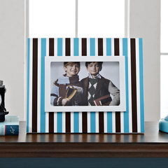 European wooden photo frame, table creation, 7 inch photo frame, children's striped bedroom, living room swing table frame 7 inch Blue brown stripe photo frame