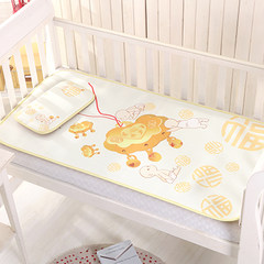 婴儿凉席冰丝新生儿宝宝夏季透气折叠套件枕头儿童凉席幼儿园专用 120cmX60cm 长命百岁（买就送枕芯）