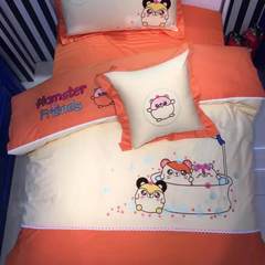 All cotton bed products, Korean cartoon children's sheets, pure cotton four piece sets, Girls Embroidered quilts, embroidered girls quilts, AC-08 1.2m (4 feet) beds.