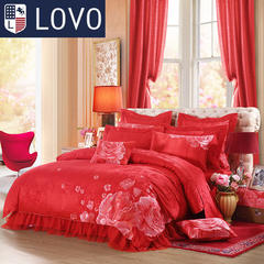 LOVO Carolina life wedding jacquard bedding bedding produced six pieces of kit IdoIdo Love bloom 1.5m (5 feet) bed