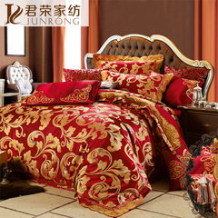 The high-end luxury European style big red wedding celebration bedding pieces of silk floss ten piece suite jacquard bed cover Eight piece suit 1.5m (5 feet) bed