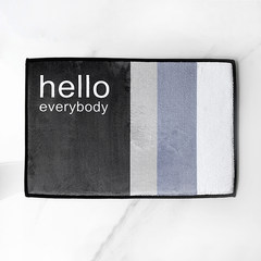 State of life beioufeng simple black and white letters mats anti-skid thick bath mat home bedroom door mat Custom size contact customer service Blue gray stripe hello