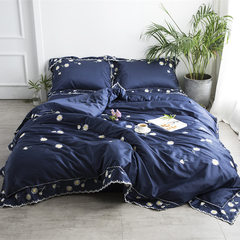 The 60 cotton satin lace embroidery cotton four piece embroidery cotton bedding Daisy Blue Daisy L code increases (quilt cover 220*240)