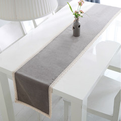 Chinese modern minimalist runner bed towel table TV cabinet bed's European pastoral table cloth cotton cloth Grey (420031- gray) 30*200cm