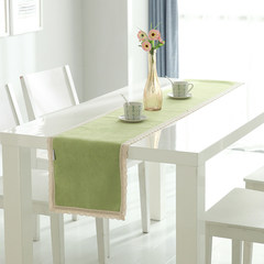 Chinese modern minimalist runner bed towel table TV cabinet bed's European pastoral table cloth cotton cloth Green (4187431- green) 30*200cm