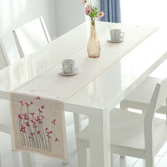 Chinese modern minimalist runner bed towel table TV cabinet bed's European pastoral table cloth cotton cloth Rice white (3335- rice white embroidery) 30*200cm