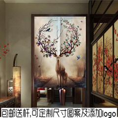 Custom partition curtain fabric, cotton and hemp bedroom door curtain thickening living room feng shui dream milu deer curtain four sets of bedsheets custom width 80cm* high 150cm L30-1