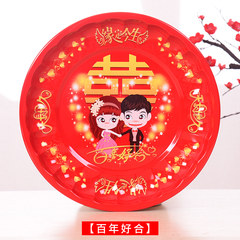 Wedding celebration supplies, wedding Chinese style red fruit tray, candy, dried fruit plate, festive wedding, melon layout props Paragraph (1) a harmonious union lasting a hundred years