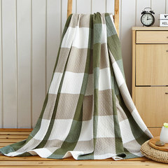 Washed gauze towels, Japanese style pure cotton blanket, double blanket, air conditioning blanket, nap blanket, bedsheet, 229x230cm, Retro Green - green.