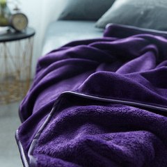 Plain colored fleece blanket, summer air conditioning blanket, single pair, mink blanket, plain coral velvet blanket, sheets, 230*250cm, gem purple.