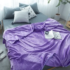 Plain colored fleece blanket, summer air conditioning blanket, single pair of mink blanket, plain coral velvet blanket, sheets 230*250cm blue violet.