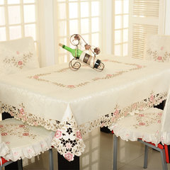 European table cloth fabric table cloth round hollow tablecloth table mat table cloth dining chair cushion cushion cover (white satin leaves) 56*56cm