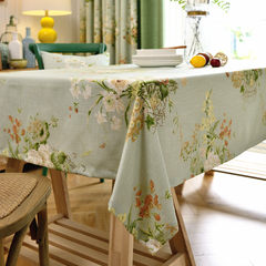 High-grade cotton American Korean garden IKEA small fresh tablecloth table table cloth cloth cover towels Flower blue tablecloth 65+17 vertical *180cm