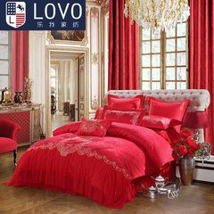 LOVO Carolina textile life produced four sets of bedding wedding anniversary wedding red new ten piece flower Teaser Flower Teaser 1.8m (6 feet) bed