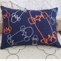 Export single cartoon boy embroidery waist pillow cushion office decorative pillow pillow pillow core with cloth car Trumpet (45*24 cm)