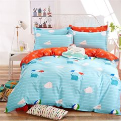 Red peony full cotton four piece bedding, garden cotton bed sheets quilt 4 sets 1.5 meters 1.8m flying elephant 1.5m (5 feet) bed
