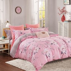 Red peony full cotton four piece bedding, garden cotton bed sheet quilt 4 set 1.5 m 1.8m love thick powder 1.5m (5 ft) bed