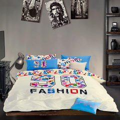 Minimalist home textiles, cotton cartoon four piece set cotton bed sheet quilt 4 piece 1.5m1.8 m double bedding, duas 1.5m (5 ft) bed