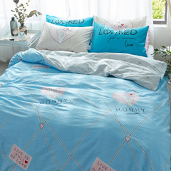 Simple cotton four piece set cotton home textile kit 1.8m double bed, single bed 1.5m, quilt cover, bedding, bed sheet new style - AI Xi 1.2m (4 ft) bed.