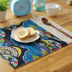 Cotton cloth mat mat table mat Western-style food rectangular student children mat insulation pad cloth pad bowl pad Blue sector