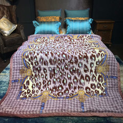 欧美高端獭兔绒毛毯加厚被子双层拉舍尔法莱绒毯子8斤珊瑚绒冬季 200cmx230cm（8斤） 紫色豹纹