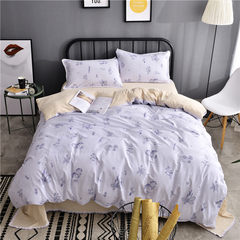 Korean style simple embroidery, water wash cotton four piece set pure cotton 1.8m bedding, quilt sheets, double 1.5 meter bed sheets, Qingfeng Liying B face 1.35M (4.5 ft) bed.