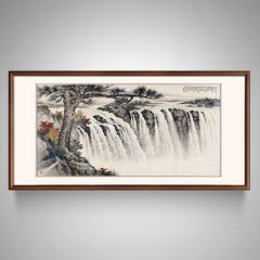 Chinese painting the living room decoration feng shui office hotel landscape painting landscape Junbi yellow four screen Mounting height 92* length 182 Yayun teak According to the color of the shooting classification shipment