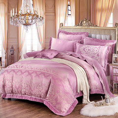 法兰绒四件套欧式宫廷提花保暖床品套件冬加厚法莱绒被套床单枕套 床单款 罗兰紫 1.5m（5英尺）床