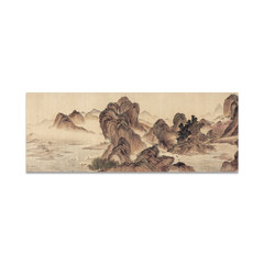 Landscape flat plate, giant Chinese painting, new Chinese living room decoration painting, sofa wall, bedroom hanging painting, office murals 40*40 Simple white clean frame No. 1 - Hushan chunnuan -1 Home brand originality