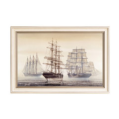 With a tall ship and the wind retro living room decorative painting painting murals study hotel entrance single wall Outer frame 82cm*62cm GE088-1467 milky white Tall Ships Single price