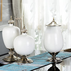 欧式餐桌花艺仿真花摆件假花套装客厅摆设花瓶插花美式家居装饰品 简约白-三件套