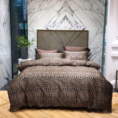 European simple charm leopard 60 four piece leopard Satin cotton cotton bedding Double Suite Allen 1.5m (5 feet) bed