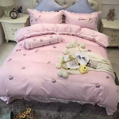 Sweet wind cotton four set 60 cotton satin embroidery bedding lace embroidery kits Ice cream 1.5m (5 feet) bed