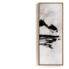 Modern Chinese living decorative painting entrance sofa backdrop double ink Abstract landscape paintings prints vertical 60*60 Simple black wood grain frame B Oil film laminating + low reflective organic glass