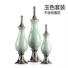 The new European classical decoration of modern ceramic vase floral floral model soft ornament table living room decoration Jade -3 sets (no flowers)