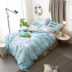 Duo home textiles, South Korea INS bedclothes, bedsheets, quilt covers, four sets of children's cartoon cotton kits, 4 sets of cotton N: vitality ocean 1.5m (5 ft) bed.