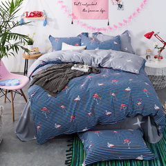 Duo home textiles, South Korea INS bedclothes, bedsheets, quilt covers, four sets of children's cartoon cotton kits, 4 sets of cotton N: flamingos 1.5m (5 ft) beds.